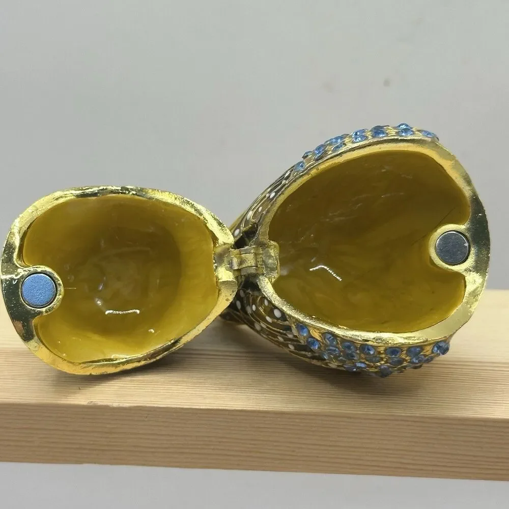Charming Owl Jeweled Enameled Trinket Box Rhinestone Magnetic Closure Gold-Tone